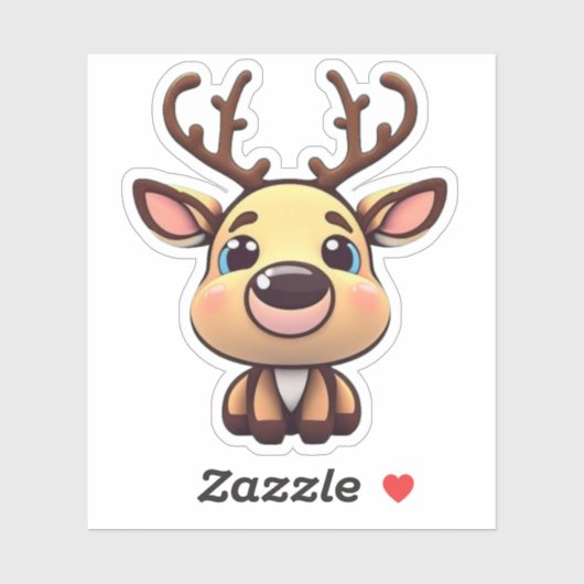 Schattige rendier, Herten met gewei, Cartoon Graph Sticker (Vel)