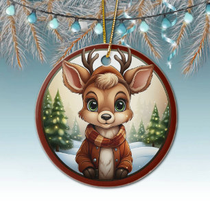 Schattige rendier, hertengewei, boslanddier 🦌🎄 keramisch ornament