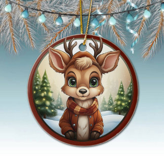 Schattige rendier, hertengewei, boslanddier 🦌🎄 keramisch ornament