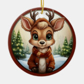 Schattige rendier, hertengewei, boslanddier 🦌🎄 keramisch ornament (Voorkant)