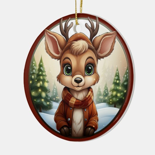 Schattige rendier, hertengewei, boslanddier 🦌🎄 keramisch ornament (Links)
