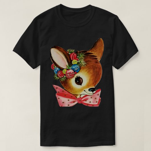 Schattige  rendier hoofd met boog t-shirt (Design voorkant)