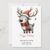 Schattige rendier in een Santa Hat Happy Feestdagenkaart (Voorkant)