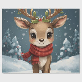 Schattige rendier kerst cadeaupapier