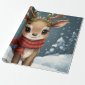 Schattige rendier kerst cadeaupapier (Uitgerold)