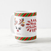 Schattige rendier kerst Kinder warme chocolademelk Koffiemok (Voorkant links)