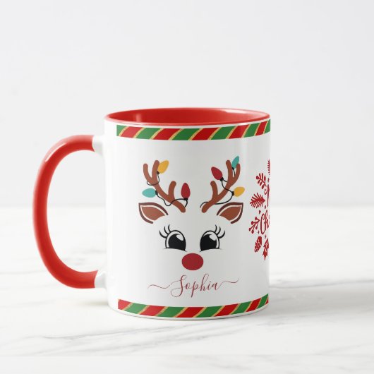 Schattige rendier kerst Kinder warme chocolademelk Mok (Links)