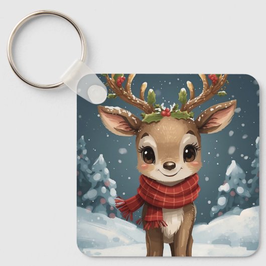 Schattige rendier kerst leuke sok cadeaus sleutelhanger (Voorkant)