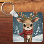 Schattige rendier kerst leuke sok cadeaus sleutelhanger (Voorkant)