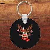Schattige Rendier Kerst Rood Neus Rudolph Xmas Kin Sleutelhanger (Voorkant)
