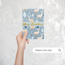 Schattige rendier kerst sneeuwvlok modern blauw