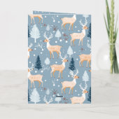 Schattige rendier kerst sneeuwvlok modern blauw feestdagen kaart (Achterkant)
