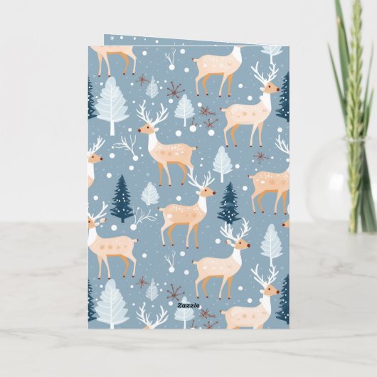Schattige rendier kerst sneeuwvlok modern blauw feestdagen kaart (Achterkant)