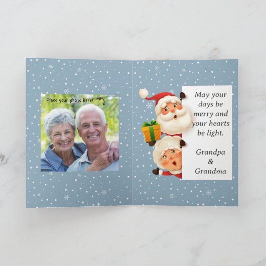 Schattige rendier kerst sneeuwvlok modern blauw feestdagen kaart (Binnen)