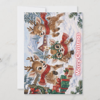Schattige rendier kerst vakantie wenskaart feestdagenkaart