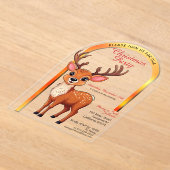 Schattige rendier kerstfeest acryl uitnodigingen (Laagn)