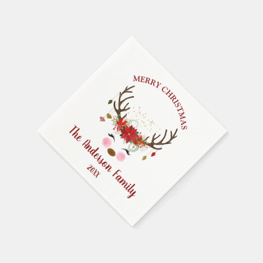 Schattige rendier kerstfeest servetten (Hoek)
