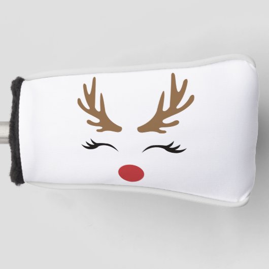 Schattige rendier kerstgolf cadeau ontwerp golfheadcover (Voorkant)