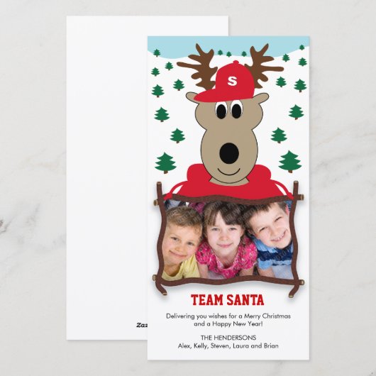 Schattige rendier kerstkaart (Voorkant / Achterkant)