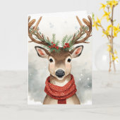 Schattige Rendier Kerstkaart Kaart (Gele Bloem)