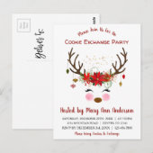 Schattige rendier Kerstmis Cookie Exchange Party Briefkaart (Voorkant / Achterkant)