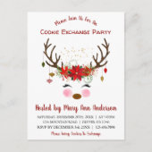 Schattige rendier Kerstmis Cookie Exchange Party Briefkaart (Voorkant)