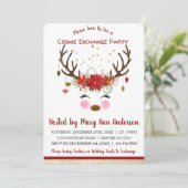 Schattige rendier Kerstmis Cookie Exchange Party Kaart (Staand voorkant)