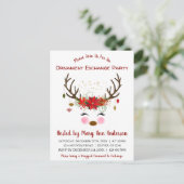 Schattige Rendier Kerstmis Ornament Exchange Party Briefkaart (Staand voorkant)