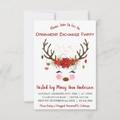 Schattige Rendier Kerstmis Ornament Exchange Party Kaart (Voorkant)
