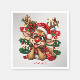 Schattige rendier Kerstmis Persoonlijke Feestdagen Servet
