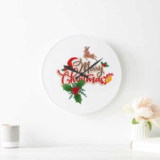 Schattige rendier & kerstmuts Vrolijk kerstfeest Grote Klok (Huis)