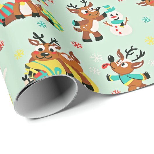 Schattige rendier kerstontwerp cadeaupapier (Rol Hoek)