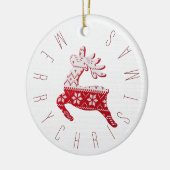 Schattige rendier kerstpatroon rood & wit keramisch ornament (Links)