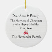 Schattige rendier kerstpatroon rood & wit keramisch ornament (Achterkant)