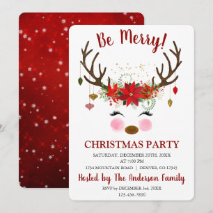 Schattige rendier kerstvakantie diner feest kaart