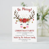 Schattige rendier kerstvakantie diner feest kaart (Staand voorkant)