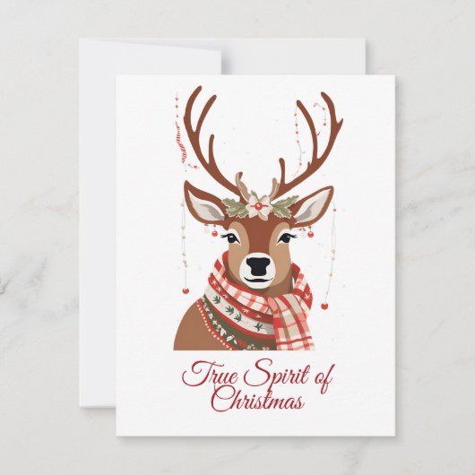 Schattige rendier kerstvakantie Echte geest van Ke Feestdagenkaart (Voorkant)