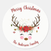 Schattige rendier kerstvakantie envelop zegel (Voorkant)