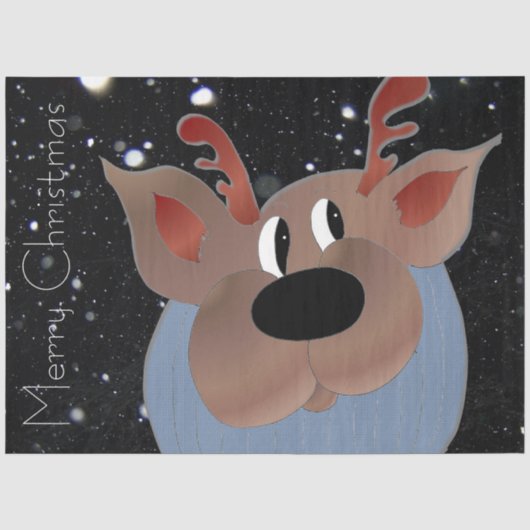 Schattige rendier kerstwens tissuepapier (Voorkant)