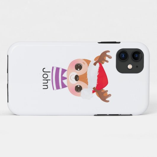 Schattige rendier kerstwinter dier Case-Mate iPhone case (Achterkant (horizontaal))