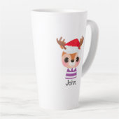 Schattige rendier kerstwinter dier latte mok (Rechterhoek)
