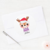 Schattige rendier kerstwinter dier ronde sticker (Envelop)