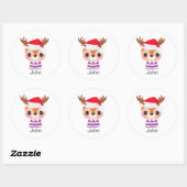 Schattige rendier kerstwinter dier ronde sticker (Vel)