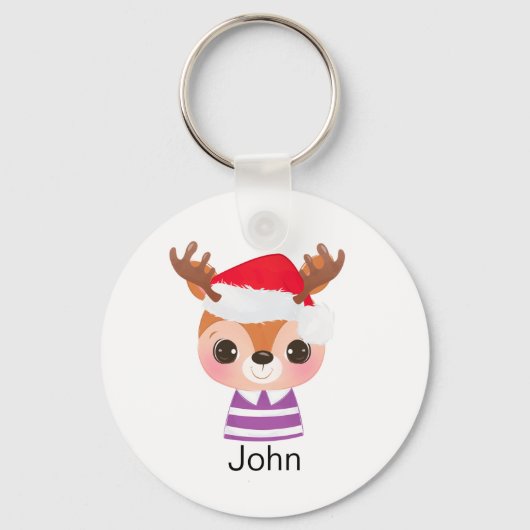 Schattige rendier kerstwinter dier sleutelhanger (Voorkant)