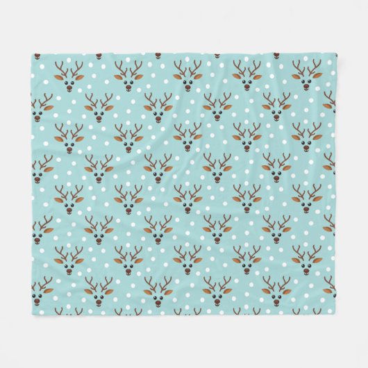 Schattige rendier kerstwinterpatroon fleece deken (Voorkant (Horizontaal))