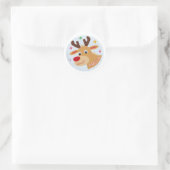 Schattige Rendier Kind Naam Kerstcadeau Ronde Sticker (Tas)