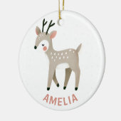 Schattige Rendier Kindernaam Kerstmis Keramisch Ornament (Links)
