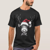 Schattige rendier met kerstmuts t-shirt (Voorkant)