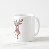 Schattige rendier met sjaal kerst koffiemok (Voorkant rechts)