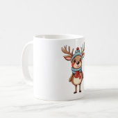 Schattige rendier met sjaal kerst koffiemok (Voorkant links)